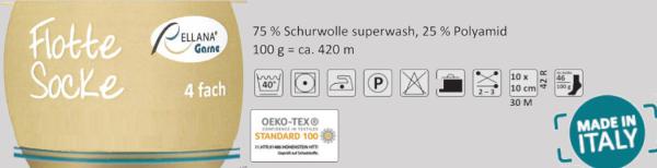 100g Flotte Socke Sockenwolle Black 4-fach filzfrei von Rellana Farbauswahl